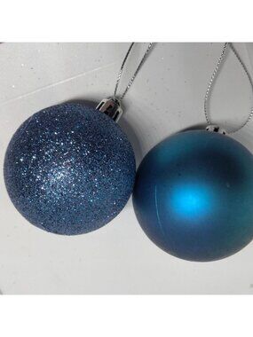 Blue Shatterproof Christmas Ornaments Glitter Matte lot 2